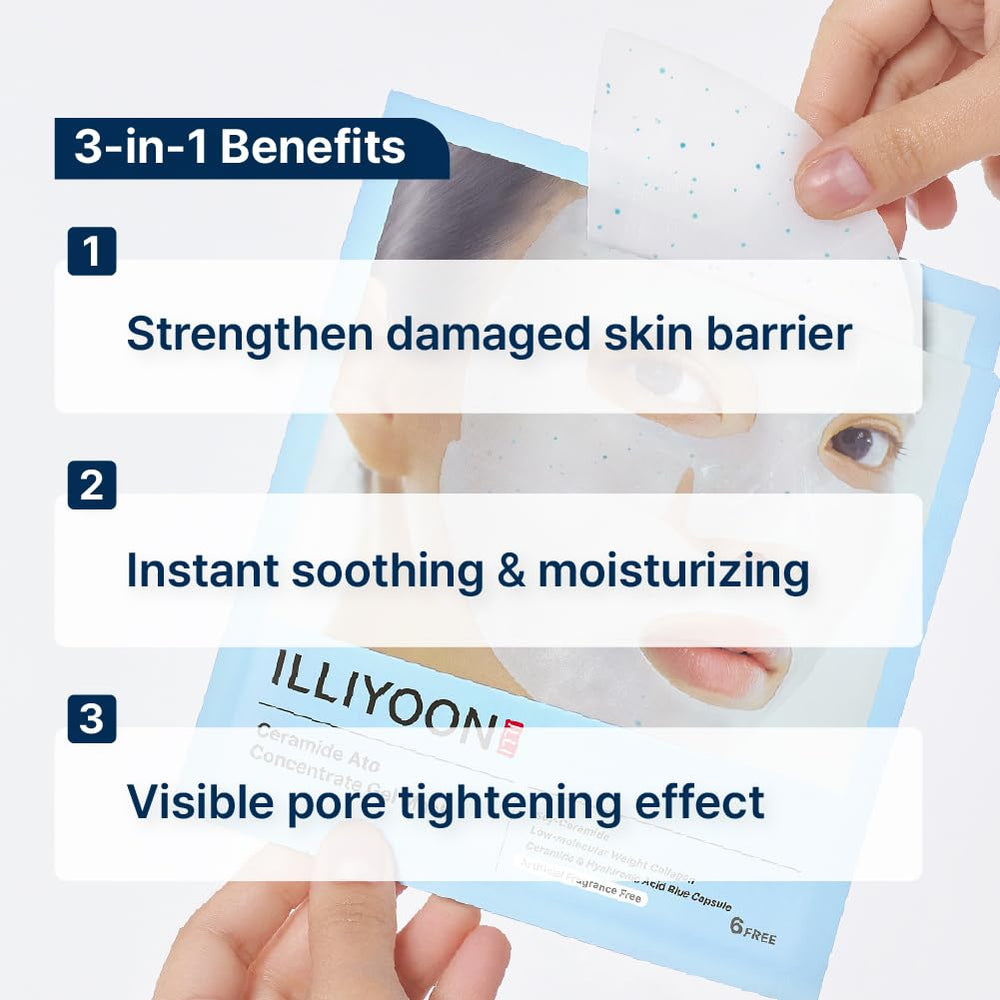 Illiyoon Ceramide Ato mask turning transparent during wear for hydration.