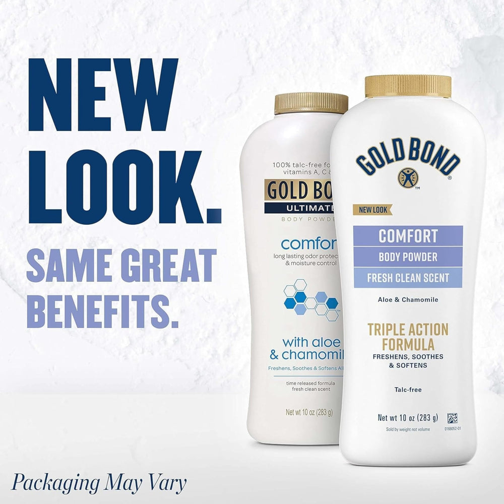 Illuminations Gold Bond Ultimate Comfort packaging shows 10 oz bottle and travel-friendly size.