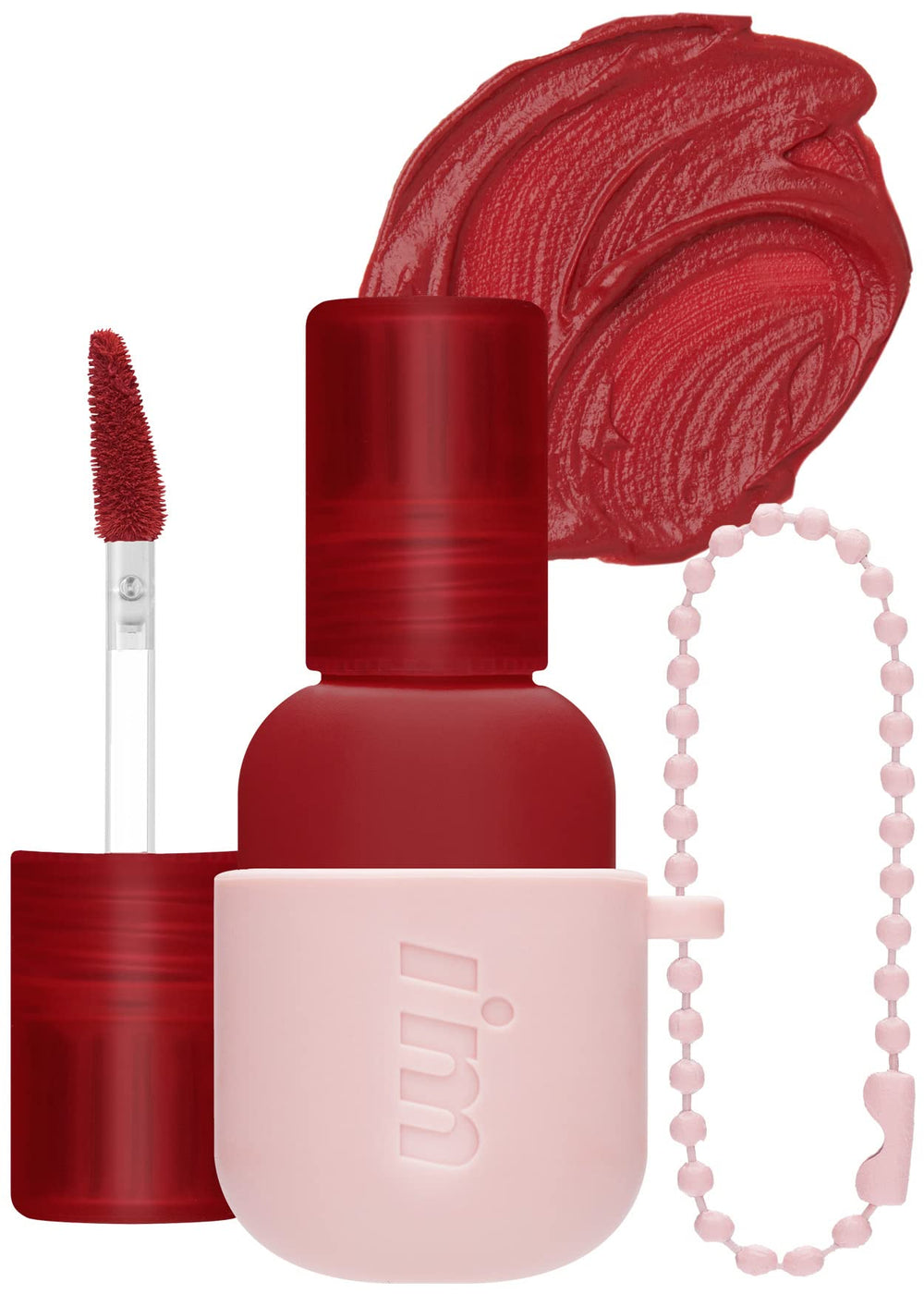 I'M MEME Color Key Ring Velvet Tint bottle offers vivid, long-lasting color on the go.