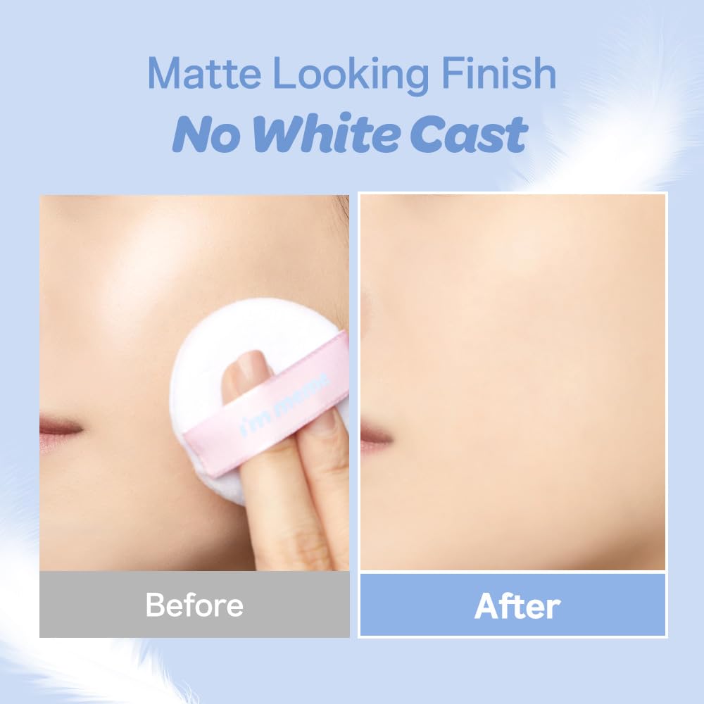 I'M MEME Setting Powder blurs pores for a refined skin texture.