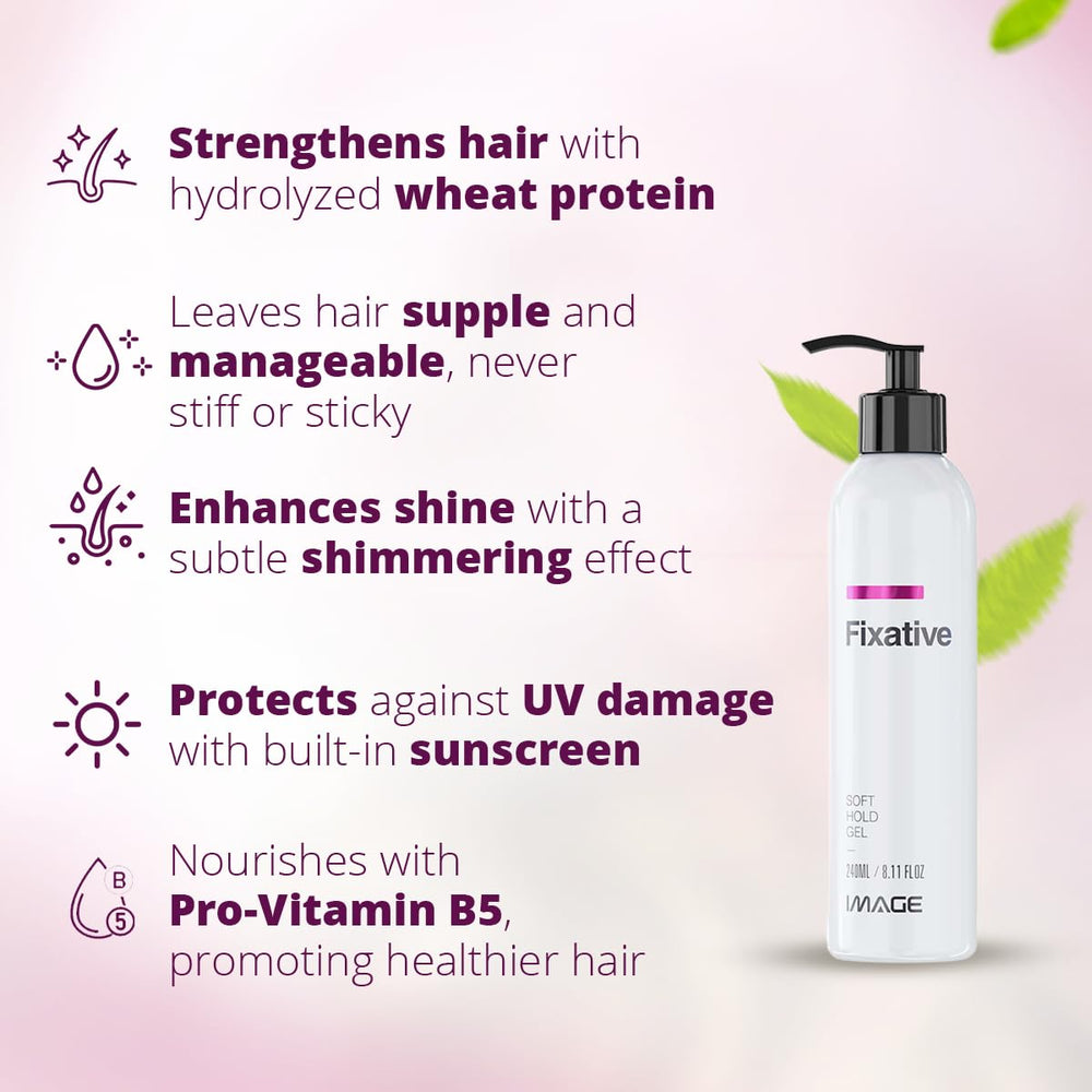 Image Fixative UV-protection hair gel formula shields styles from sun exposure