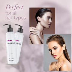 Image Gelaqua Hair Gel texture swatch highlights hydration and flexibility.