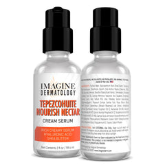 ImagineDerm Tepezcohuite Nourish Nectar texture close-up shows rich, hydrating cream-serum.