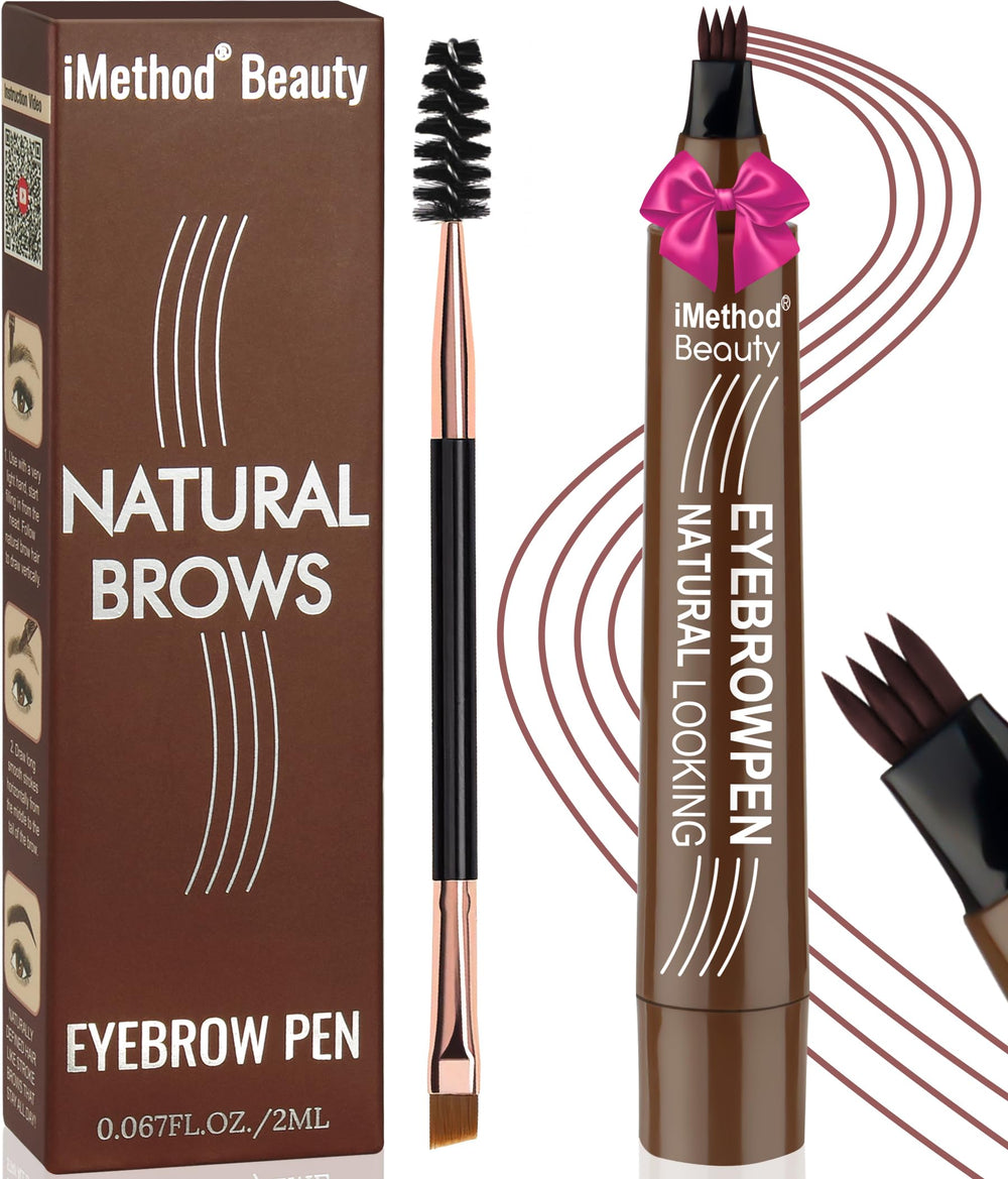 iMethod Eyebrow Pen close-up showing the 4-fork tip for natural hair-like strokes.
