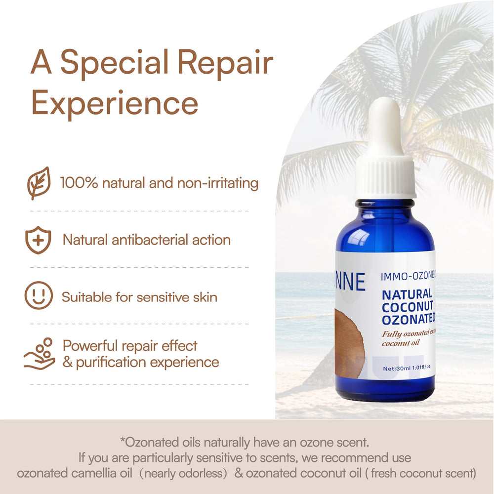 IMMOONNE ozonated coconut oil on skin for easy absorption