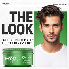 Immortal NYC Matte Look hair application shows quick hold and texture development.