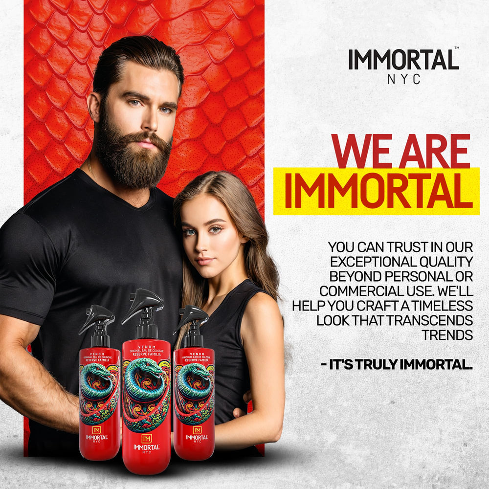 Immortal NYC Venom logo on label emphasizing trusted brand.