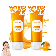 IMrawlook orange exfoliating gel bottle front showing dual-action cleanse