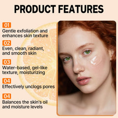 Close-up of orange extract texture highlighting moisturizing formula of IMrawlook exfoliating gel