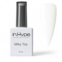 IN.HYPE Gel Cover Top Coat close-up applying for a flawless finish with soft milky tint.
