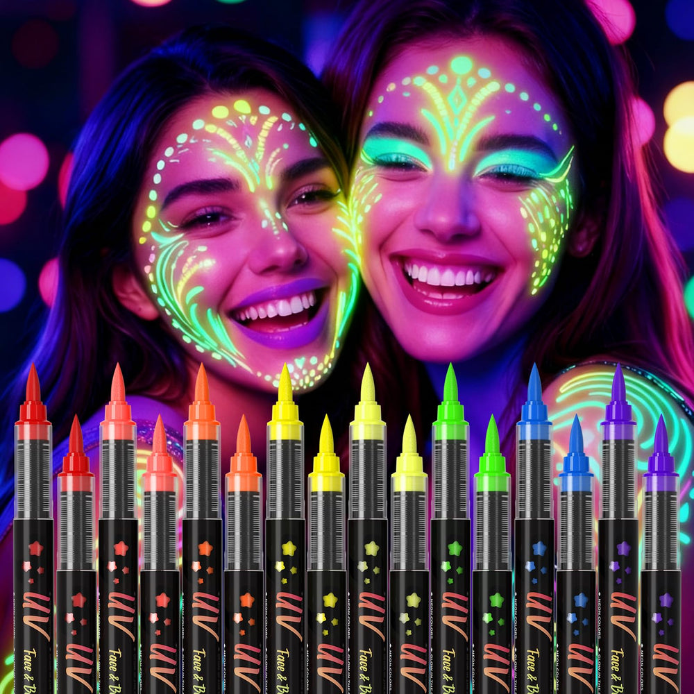 INAFKDPONR 16color luminous neon face paint pen pink for bold day and night looks.