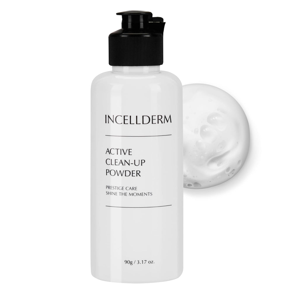 INCELLDERM Active Clean-Up Powder papain enzymes highlight gentle exfoliation.
