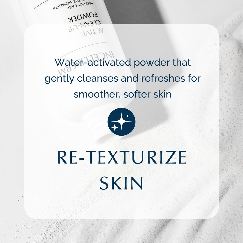 Smooth, refreshed skin texture after INCELLDERM Clean-Up Powder use.