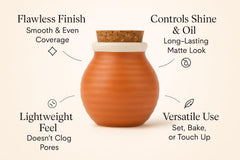 Indian Earth Original Makeup Powder with 3-inch puff included for easy blending.
