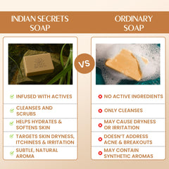 INDIAN SECRETS Scrub Soap safe for face and body cleansing.