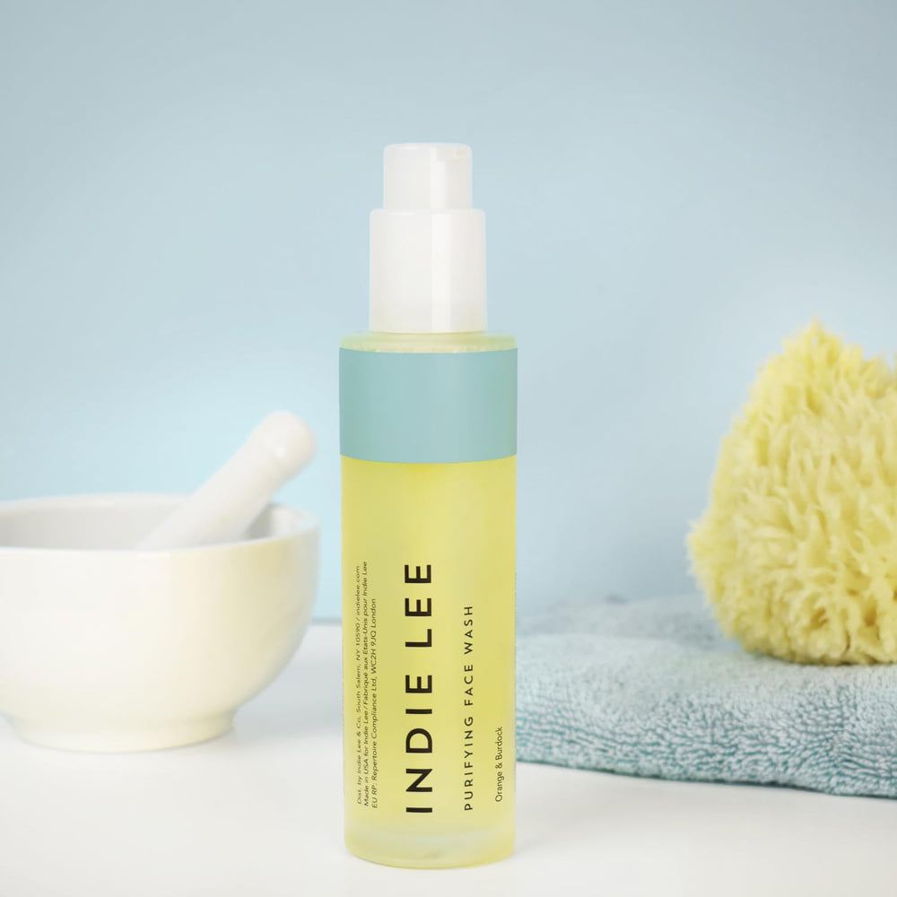Indie Lee Purifying Face Wash promotes a clear, balanced look for blemish-prone skin.