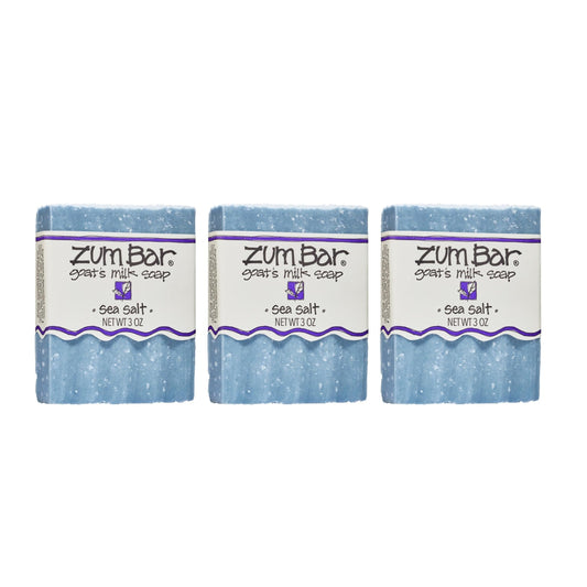 Indigo Wild Zum goat milk sea salt soap bar pack front view for gentle hand and body cleansing.