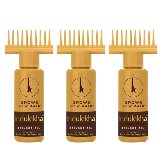 INDULEKHA Bringha oil selfie bottle for targeted scalp care and application