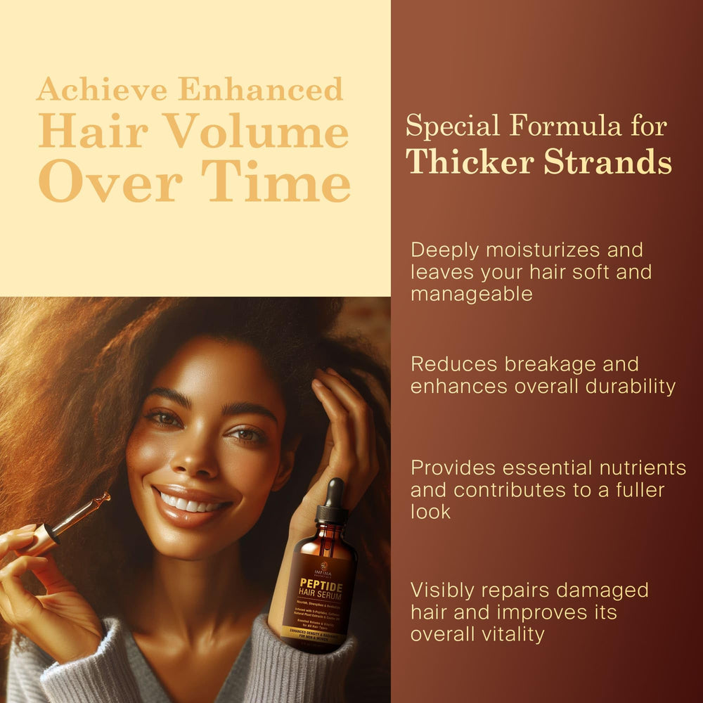 Drop dispensed from INFINA ESSENTIALS peptide hair serum illustrating controlled application