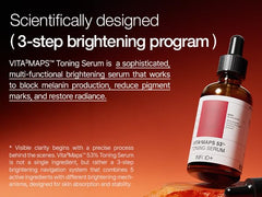 INFODPLUS Vita³MAPS 53-toning-serum packaging back lists hypoallergenic features.