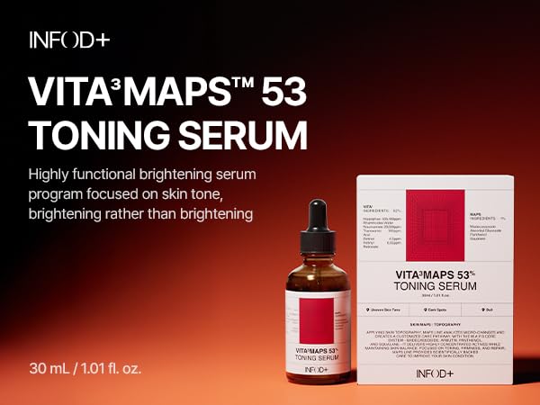 INFODPLUS Vita³MAPS 53-toning-serum pump demonstrates a lightweight formula for sensitive skin.