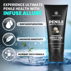 Infuse Allurè Happy Men’s Comfort Cream closeup shows smooth texture for absorption.