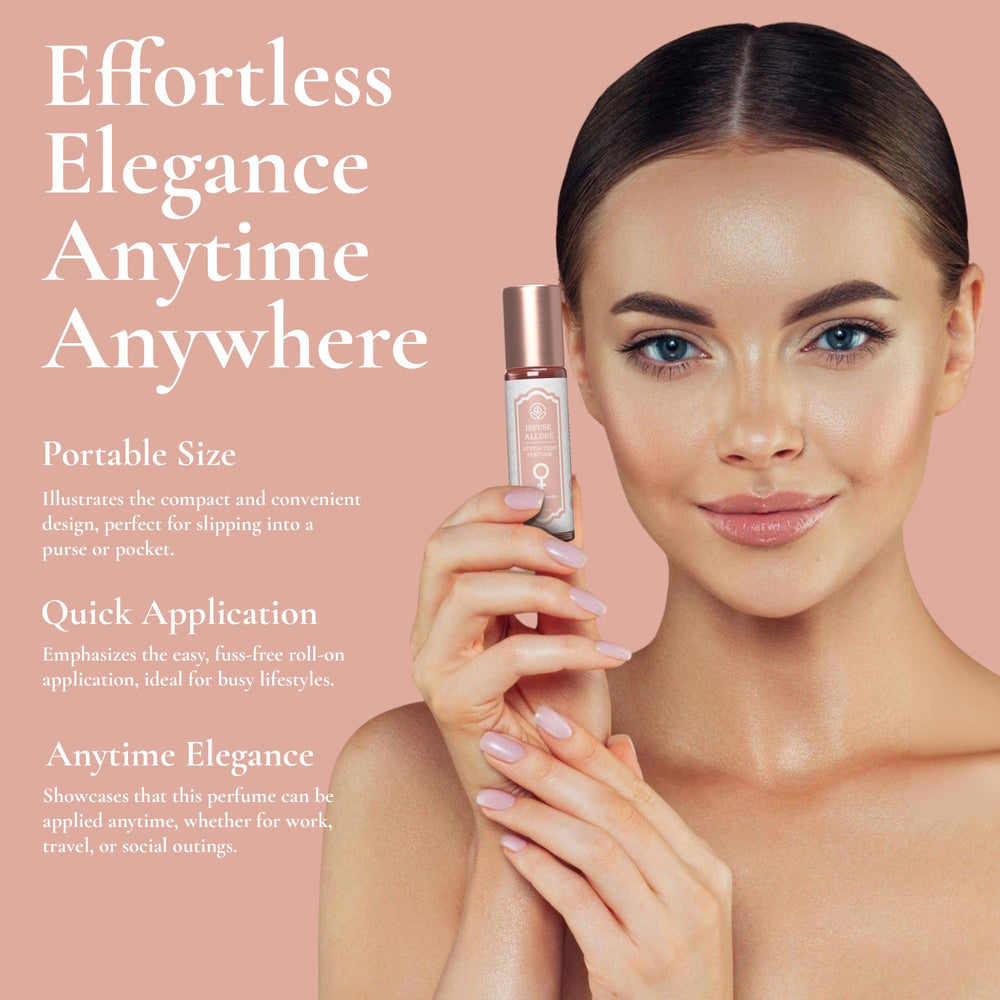 Infuse Allurè skin-application image suggests easy, on-the-go fragrance touch.