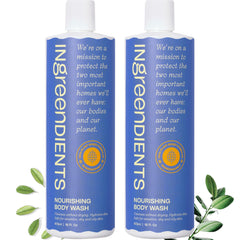 Ingreendients organic aloe and shea body wash bottle for gentle daily hydration