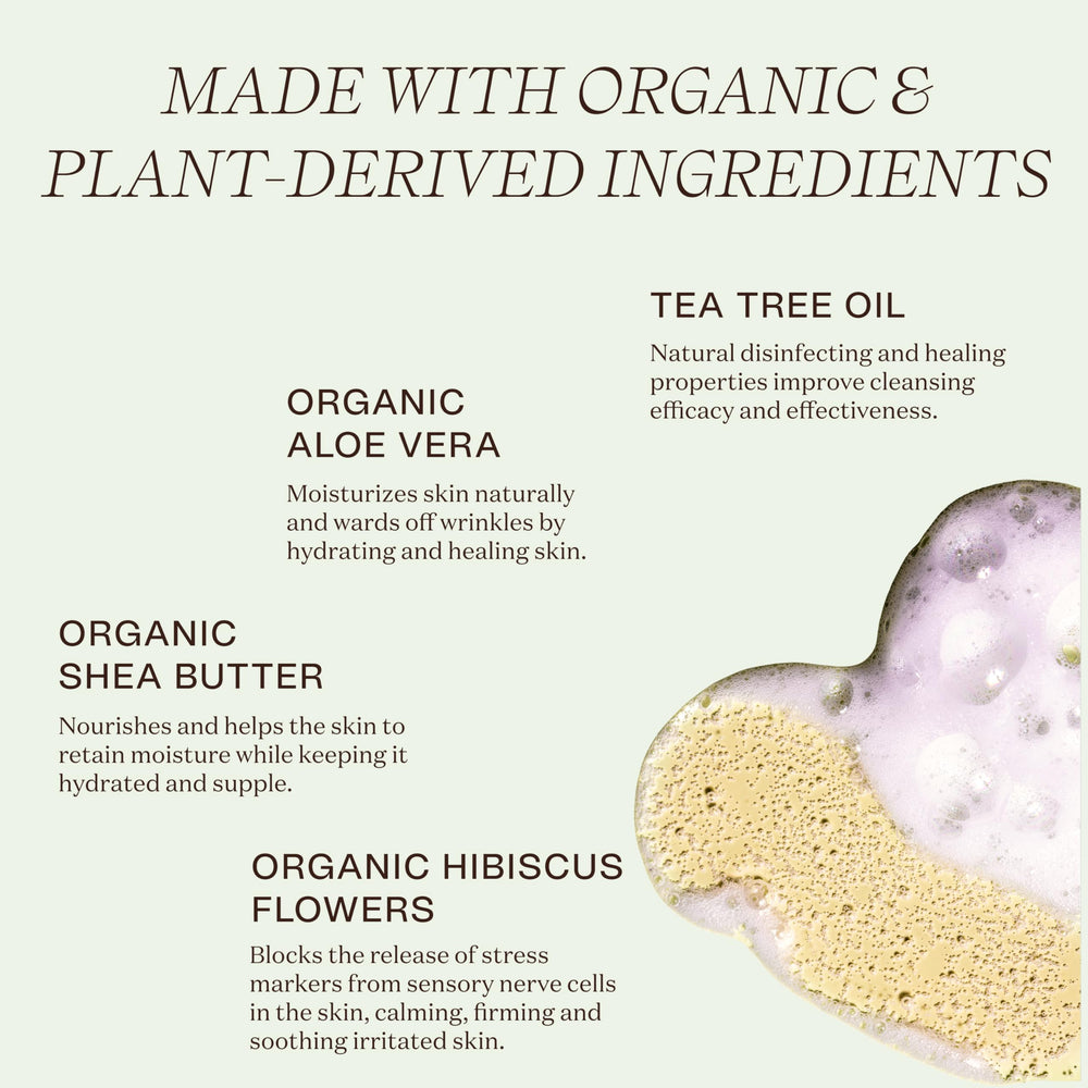 Ingreendients plant-based cleanser bottle with soft lather for sensitive skin