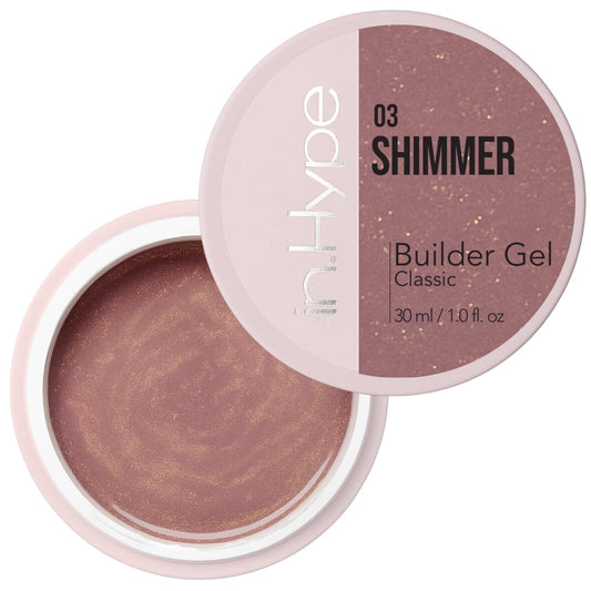 IN.HYPE UV/LED Camouflage Builder Gel Shimmer Nude bottle ready for effortless nail extensions.