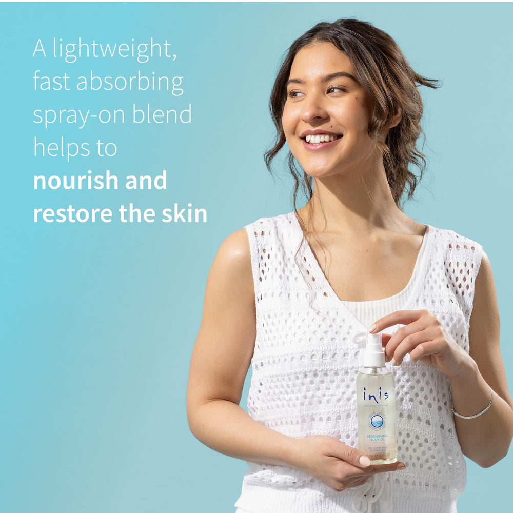 Cruelty-free and paraben-free Inis formula highlighted on the label.