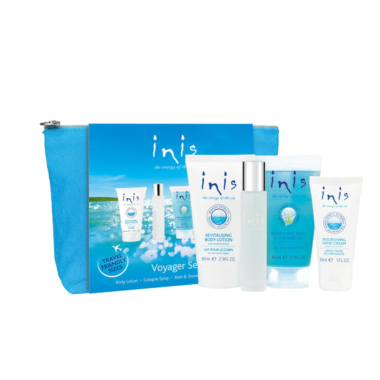 Inis Voyager gift set bag for travel-friendly packing and gifting.