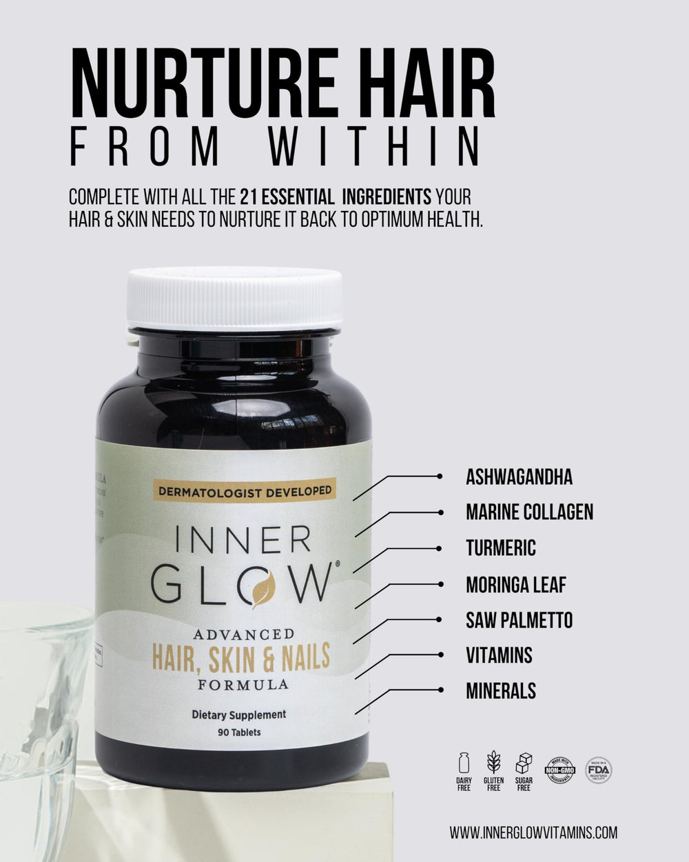 Inner Glow vitamins bottle mockup for product photography