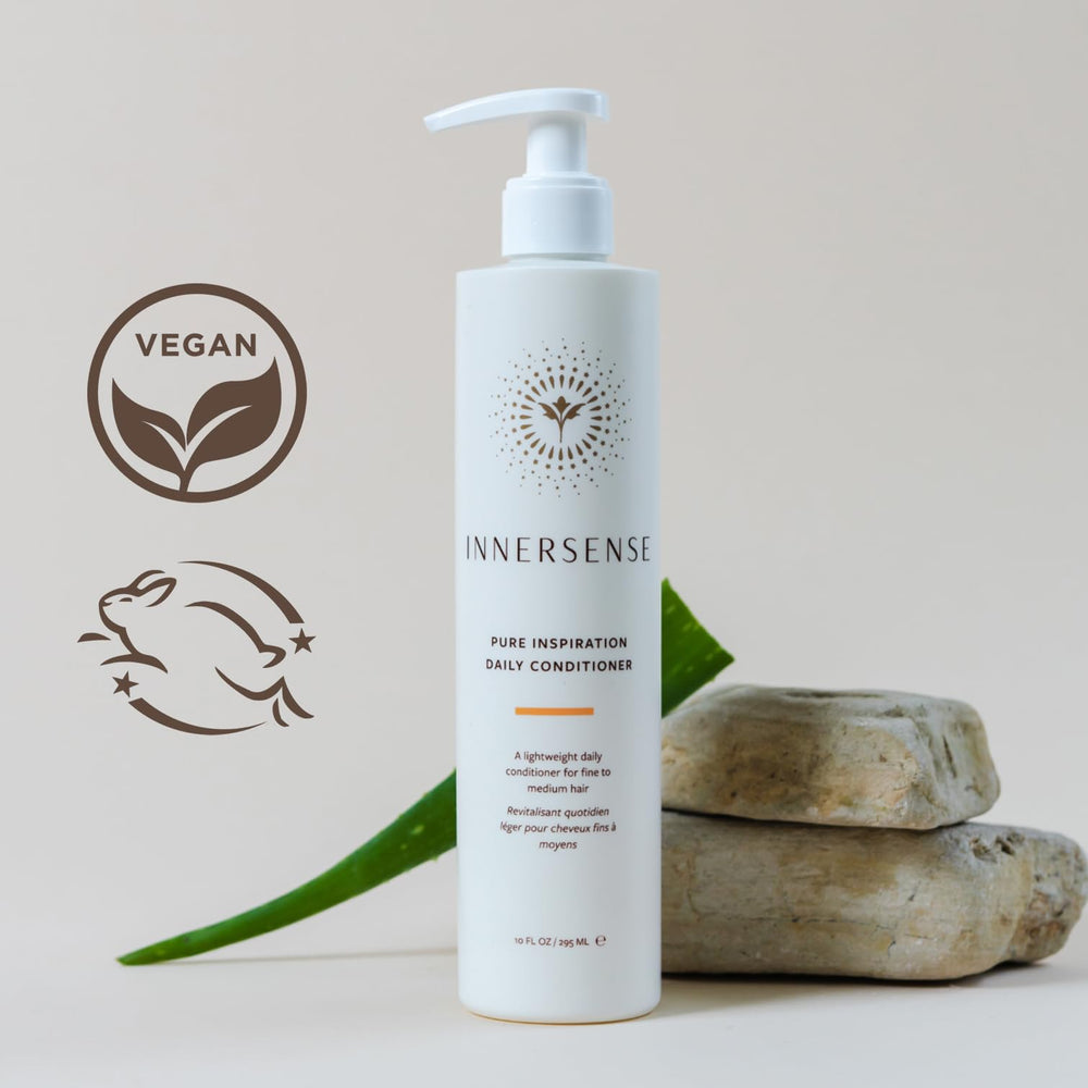 INNERSENSE Conditioner application on fine hair showing detangling without heaviness