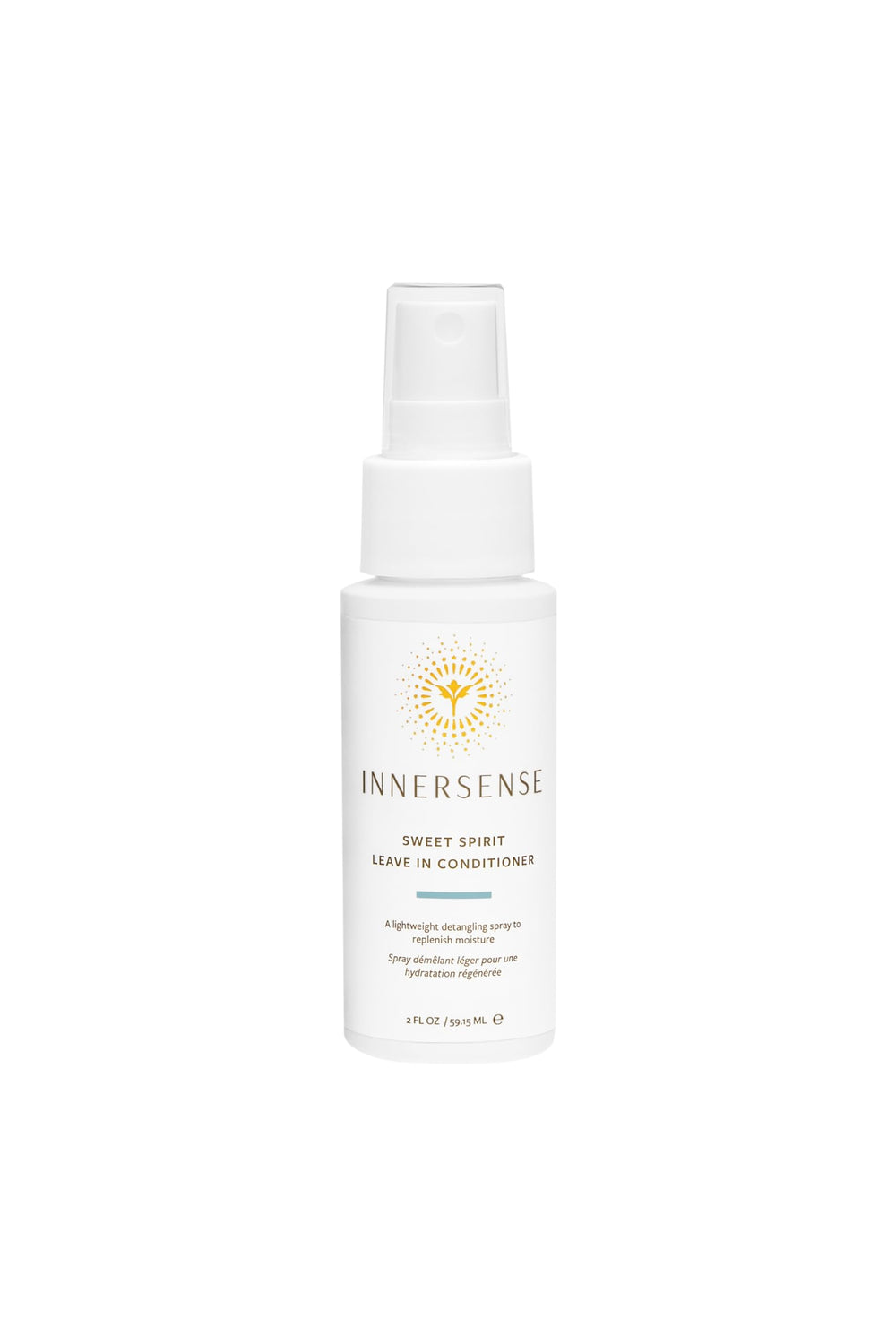 INNERSENSE Conditioner bottle demonstrating detangling and soft, bouncy results.