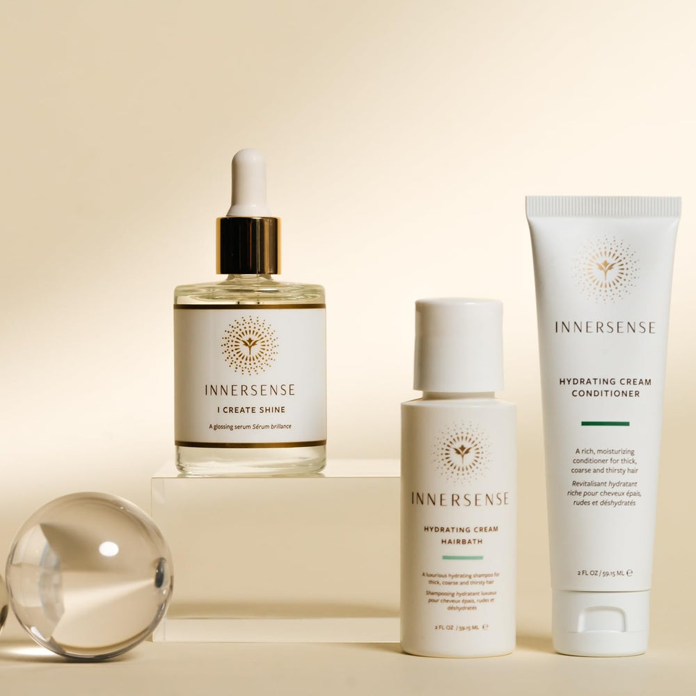 INNERSENSE product range flatlay highlighting clean, organic ingredients