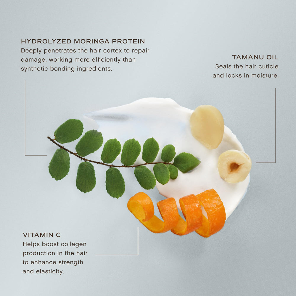 INNERSENSE Repair Hair Mask ingredients label highlighting moringa and tamanu