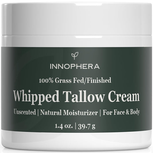 Innophera whipped beef tallow cream bottle shows unscented formula for sensitive skin.