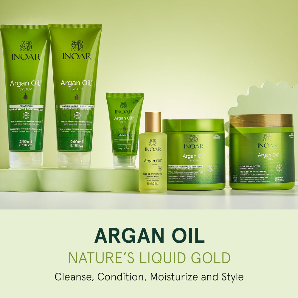 INOAR Argan Oil Hydrating Treatment rich oil texture ready to deeply hydrate.