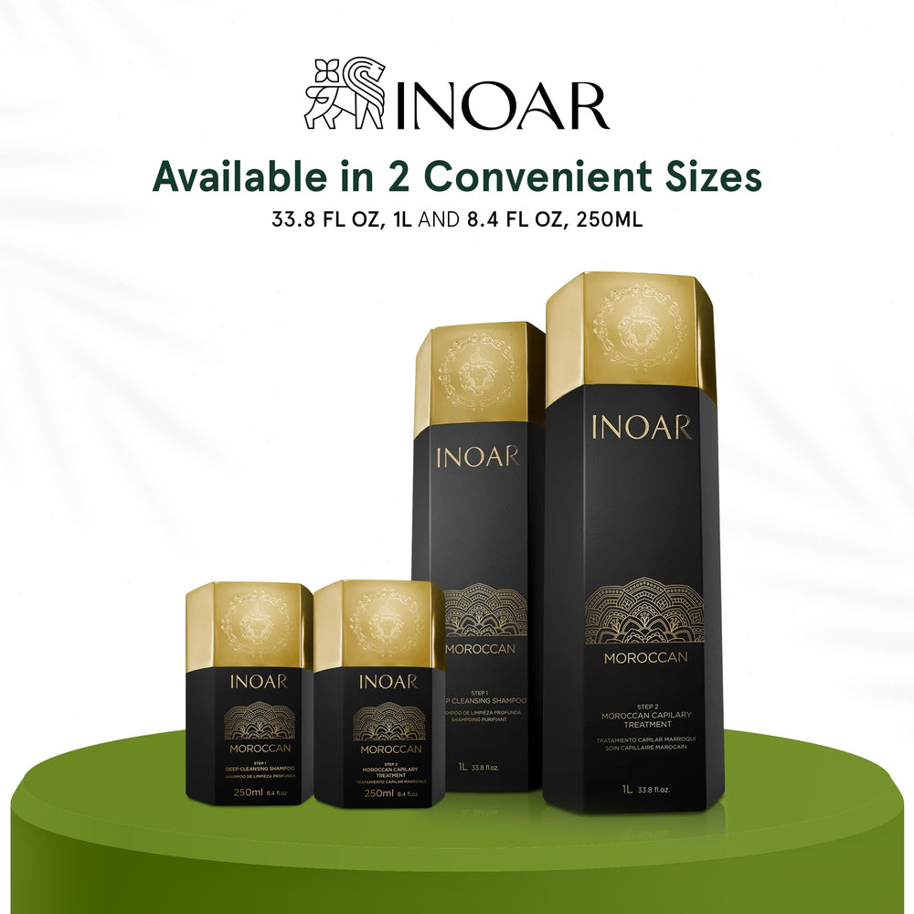 INOAR Finished hair shine after treatment highlights lasting smoothness.