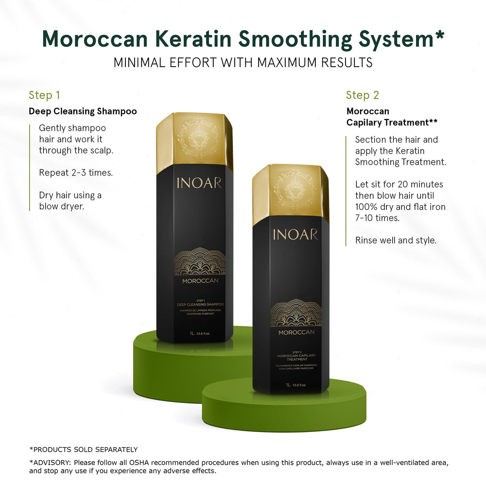 INOAR Step 2 white clay detail emphasizing nourishing hydration for hair.