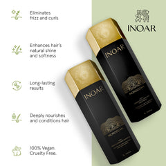 INOAR White clay formula image highlights cleansing action preparing strands for treatment.