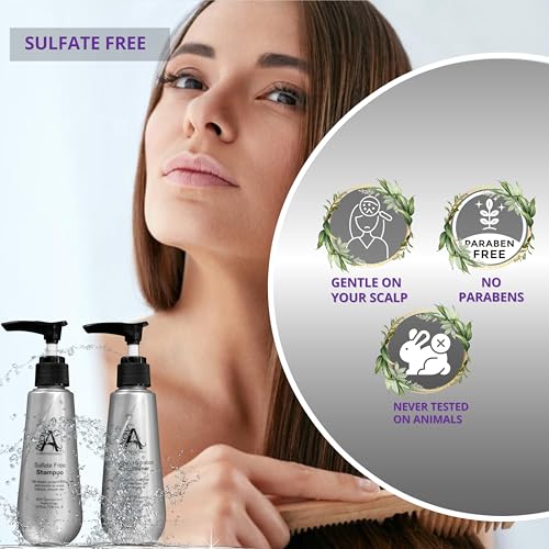 Close-up of shampoo label highlighting sulfate-free formula