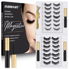 INSMART magnetic eyelashes 14-pair kit, ultra-light for all-day wear and natural volume.