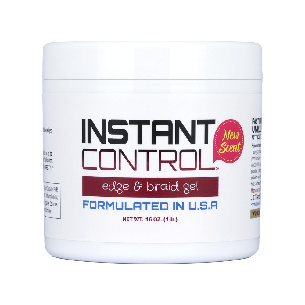 Instant Control Edge & Braid Gel bottle delivers durable edge control for polished results.