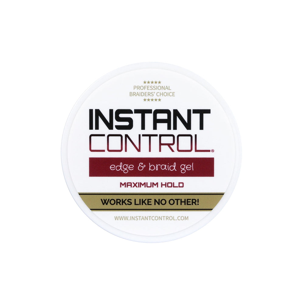 16-ounce packaging of Instant Control Edge & Braid Gel for home or salon use.