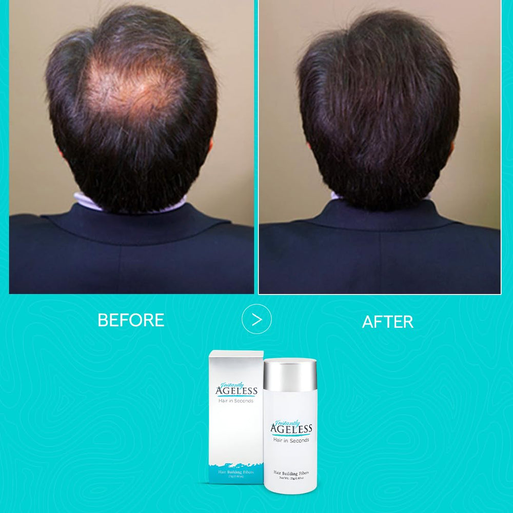 Instantly Ageless Hair in Seconds static-charged fibers cling to existing strands.