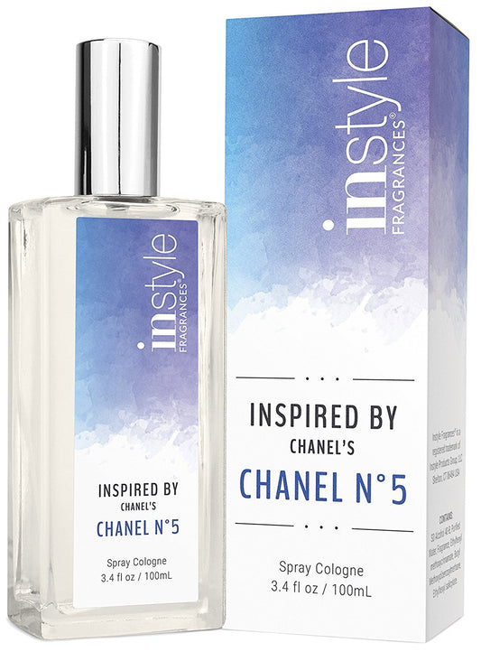 InStyle Fragrances Chanel No5-inspired bottle, elegant design for special occasions.