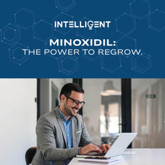 Hair density visual suggests fuller appearance with Intelligent Minoxidil.
