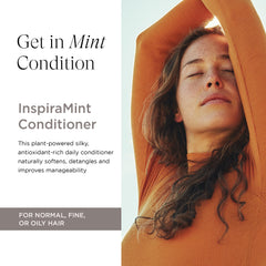 InspiraMint bottle with mint splash suggesting cooling sensation for scalp.